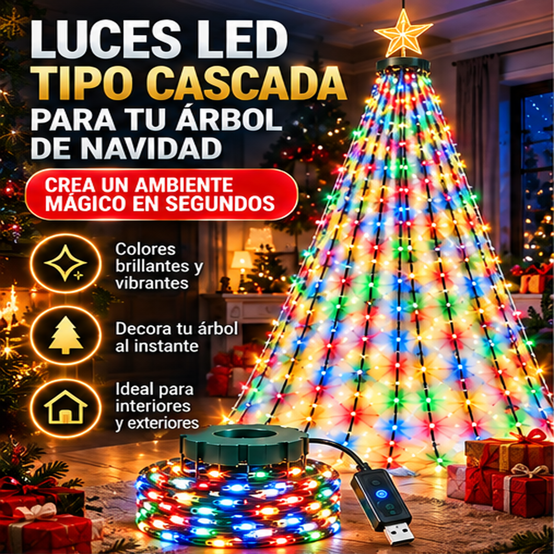 🎄 Luces LED Navideñas Tipo Cascada Multicolor✨