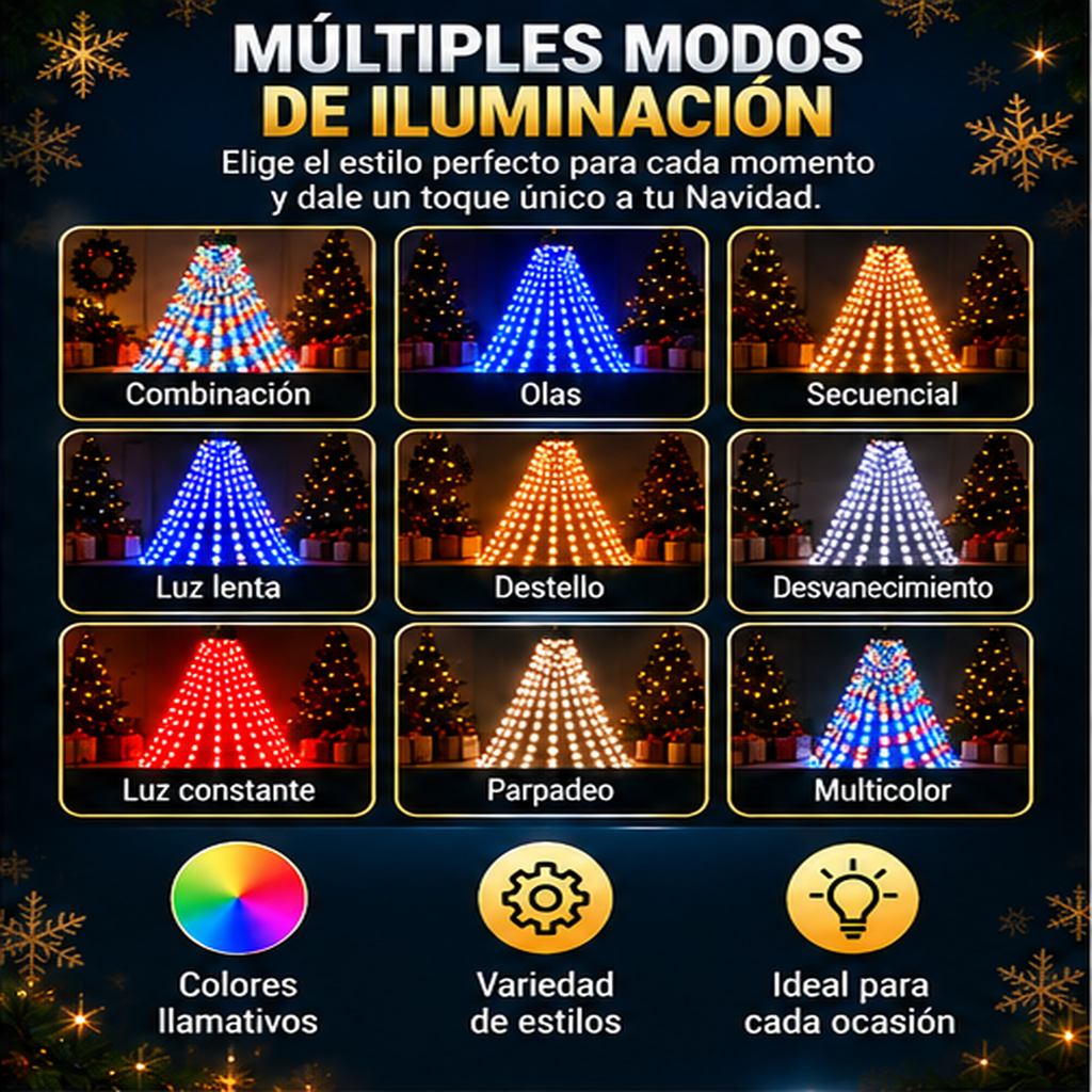 🎄 Luces LED Navideñas Tipo Cascada Multicolor✨
