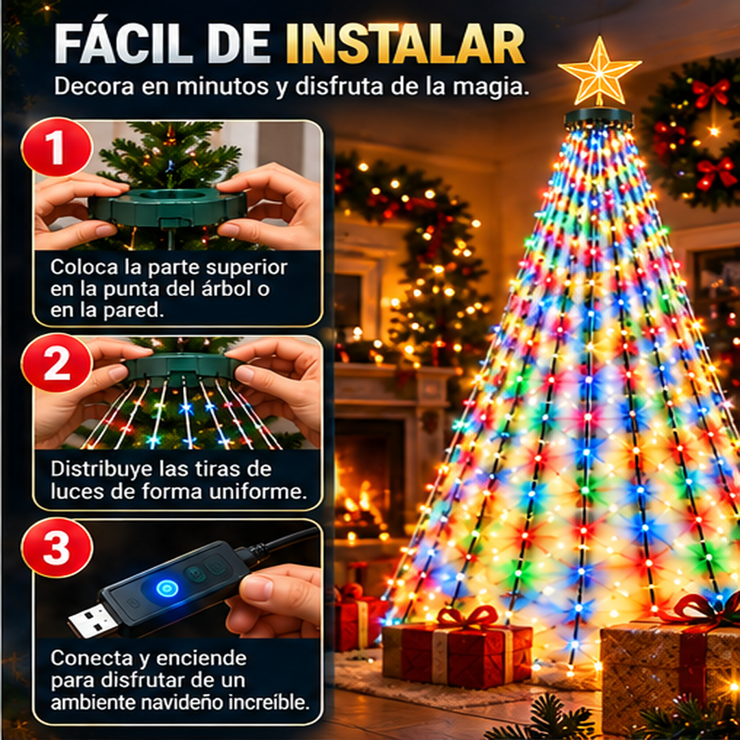 🎄 Luces LED Navideñas Tipo Cascada Multicolor✨