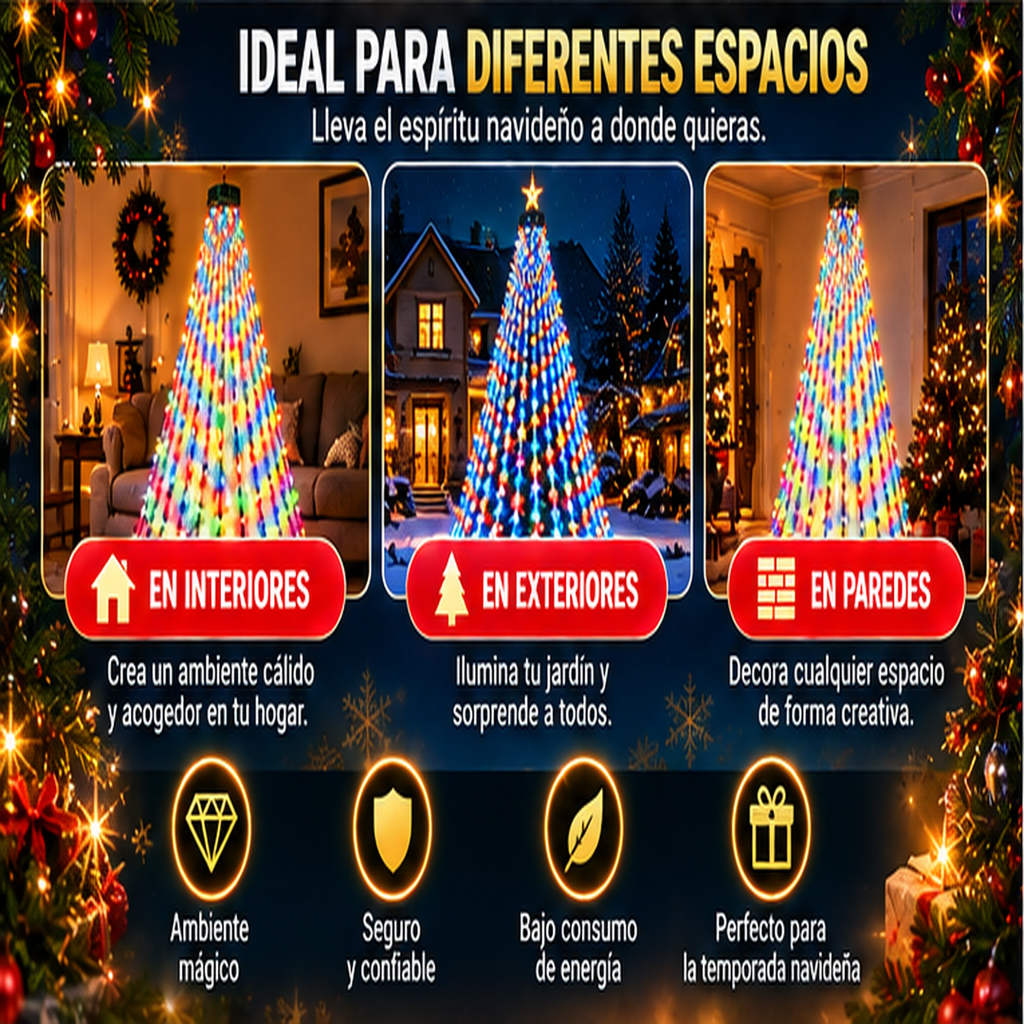 🎄 Luces LED Navideñas Tipo Cascada Multicolor✨