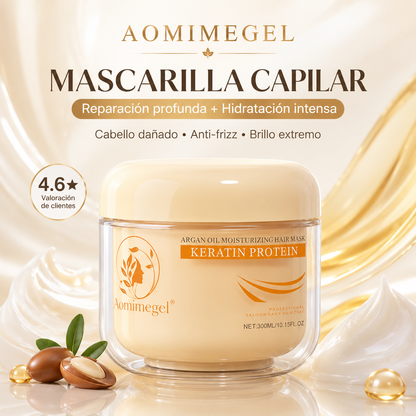 Mascarilla Capilar Aomimegel con Colágeno, Keratina y Aceite de Argán