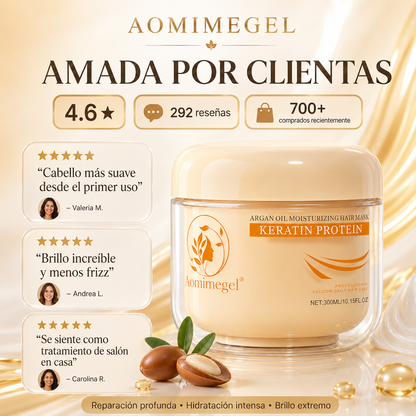 Mascarilla Capilar Aomimegel con Colágeno, Keratina y Aceite de Argán