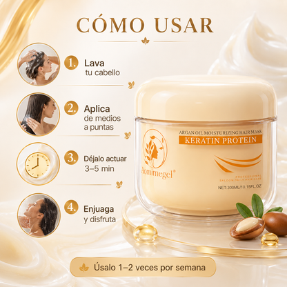 Mascarilla Capilar Aomimegel con Colágeno, Keratina y Aceite de Argán
