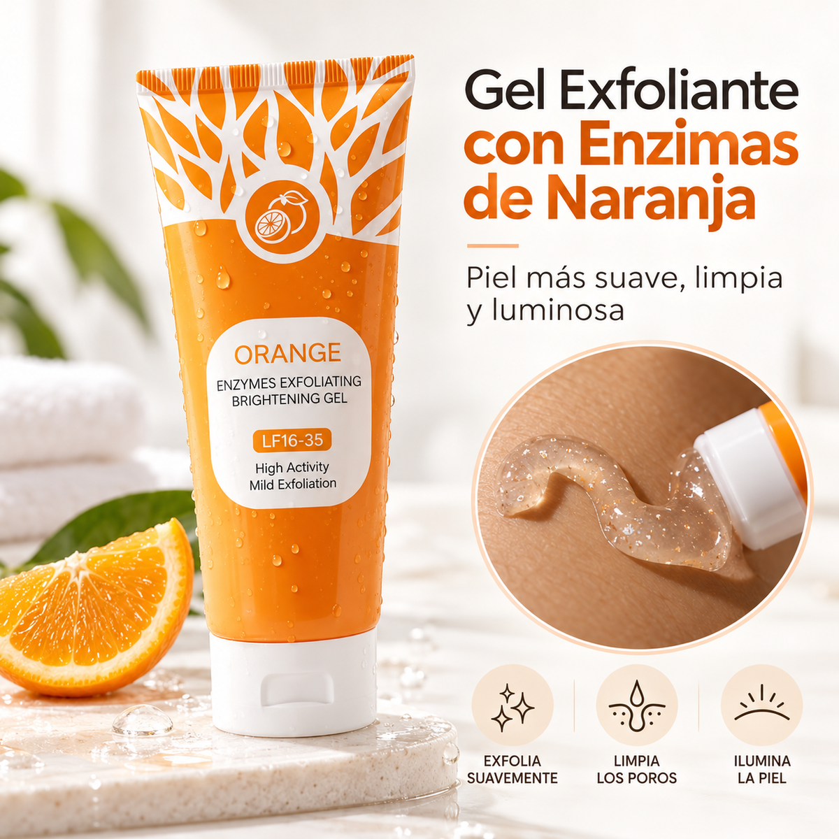 🍊 Gel Exfoliante de Naranja – Piel Más Lisa y Luminosa ✨