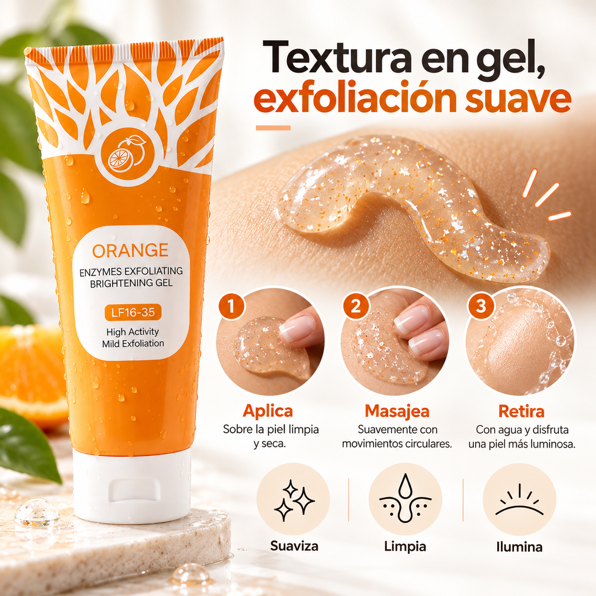 🍊 Gel Exfoliante de Naranja – Piel Más Lisa y Luminosa ✨
