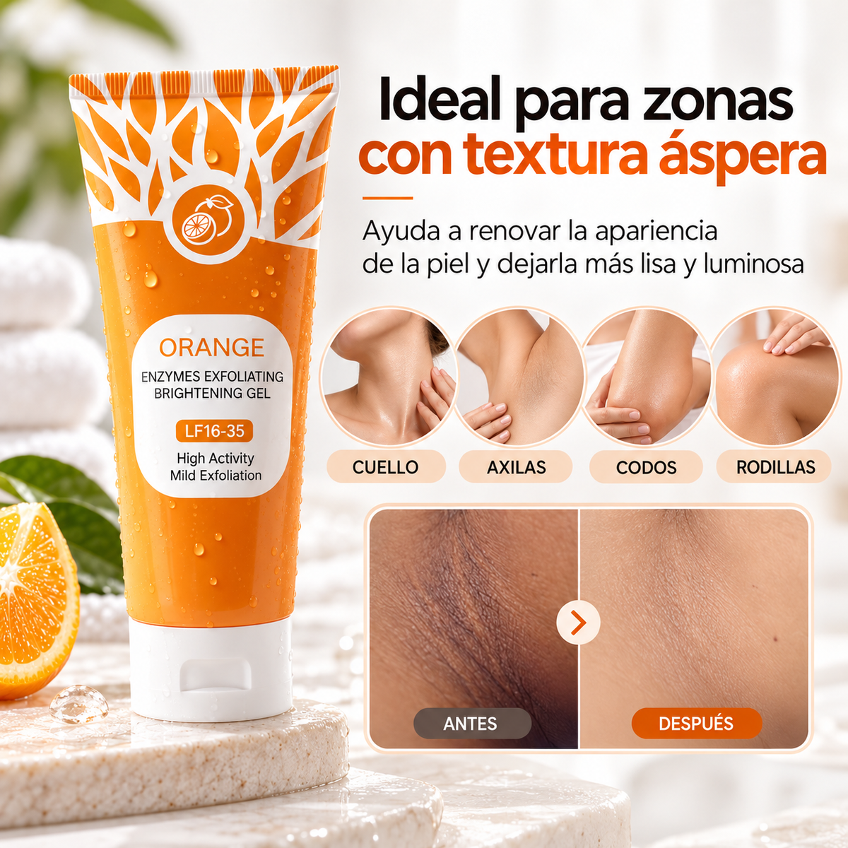 🍊 Gel Exfoliante de Naranja – Piel Más Lisa y Luminosa ✨