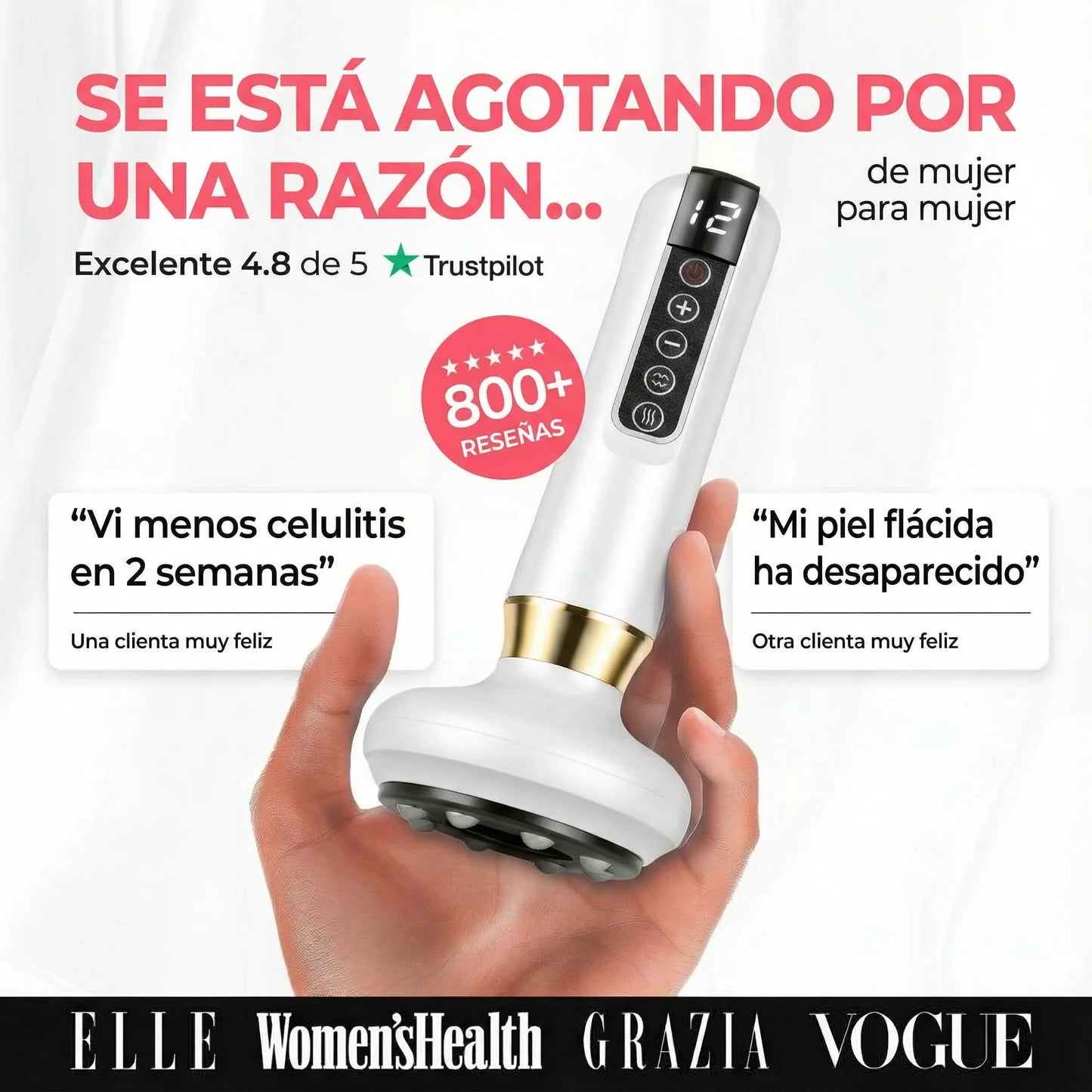 Masajeador anticelulitis con calor y succión
